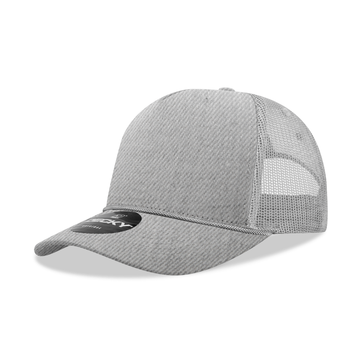 Decky 5 Panel Mid Profile Structured Cotton/Poly Blend Trucker w/Rope | Decky 6040 Heather Grey Standard