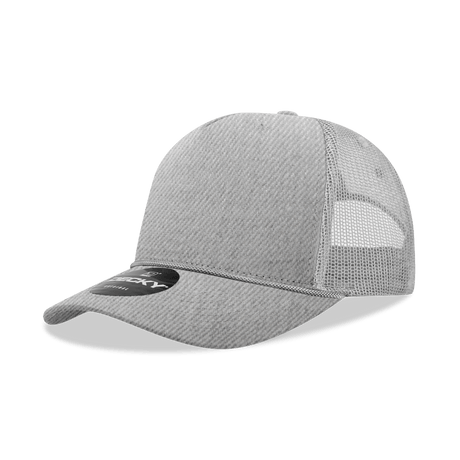 Decky 5 Panel Mid Profile Structured Cotton/Poly Blend Trucker w/Rope | Decky 6040 Heather Grey Standard