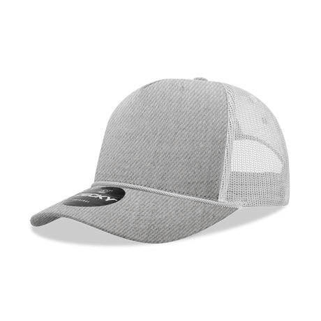 Decky 5 Panel Mid Profile Structured Cotton/Poly Blend Trucker w/Rope | Decky 6040 HeatherGrey/White Standard