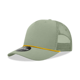 Decky 5 Panel Mid Profile Structured Cotton/Poly Blend Trucker w/Rope | Decky 6040 Loden/Amber Standard