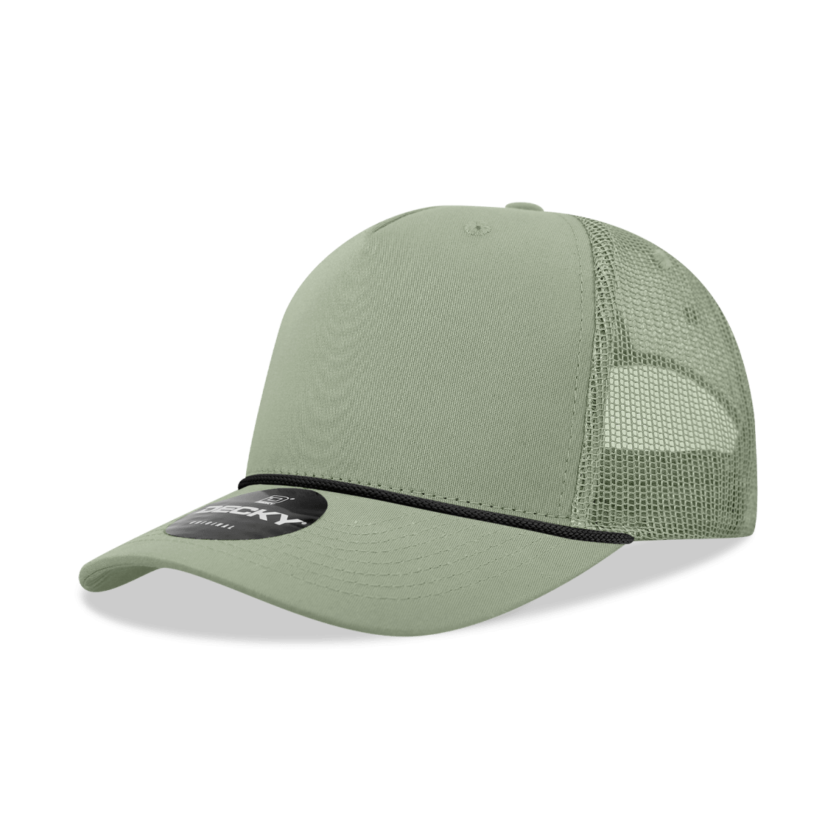 Decky 5 Panel Mid Profile Structured Cotton/Poly Blend Trucker w/Rope | Decky 6040 Loden/Black Standard