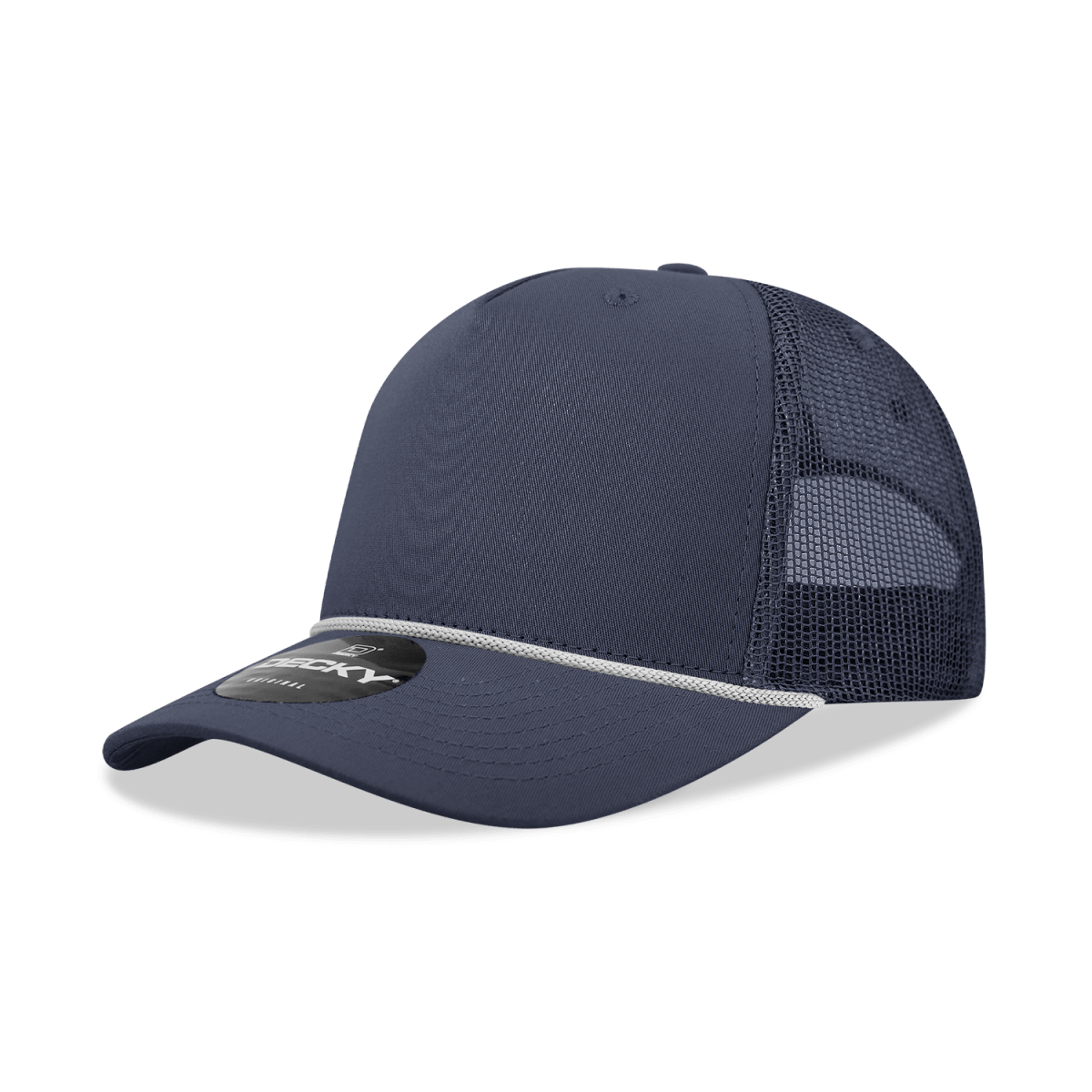 Decky 5 Panel Mid Profile Structured Cotton/Poly Blend Trucker w/Rope | Decky 6040 Navy/White Standard