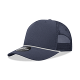 Decky 5 Panel Mid Profile Structured Cotton/Poly Blend Trucker w/Rope | Decky 6040 Navy/White Standard