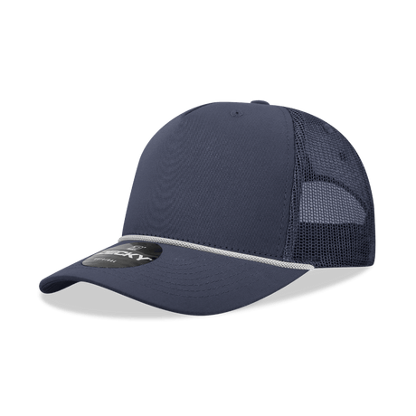 Decky 5 Panel Mid Profile Structured Cotton/Poly Blend Trucker w/Rope | Decky 6040 Navy/White Standard