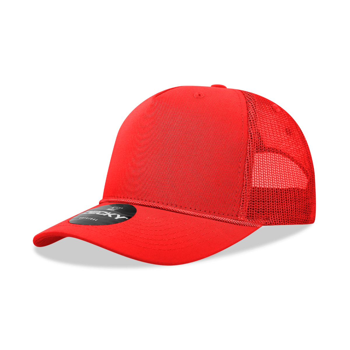 Decky 5 Panel Mid Profile Structured Cotton/Poly Blend Trucker w/Rope | Decky 6040 Red Standard