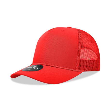 Decky 5 Panel Mid Profile Structured Cotton/Poly Blend Trucker w/Rope | Decky 6040 Red Standard