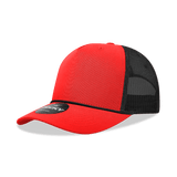 Decky 5 Panel Mid Profile Structured Cotton/Poly Blend Trucker w/Rope | Decky 6040 Red/Black Standard