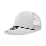 Decky 5 Panel Mid Profile Structured Cotton/Poly Blend Trucker w/Rope | Decky 6040 White/Black Standard