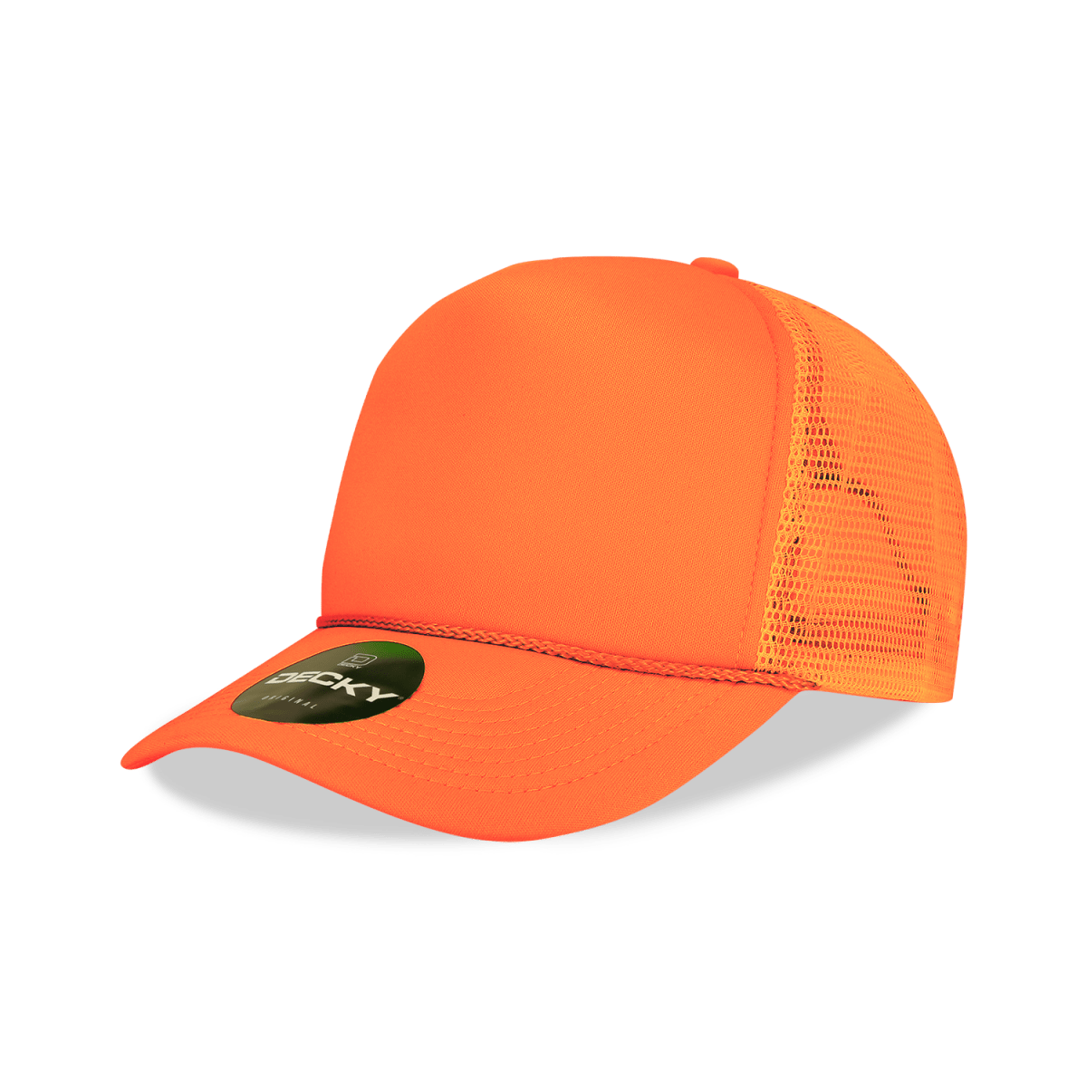 Decky 5 Panel Mid Profile Structured Foam Trucker | Decky 221 NeonOrange OSFM