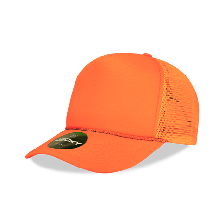 Decky 5 Panel Mid Profile Structured Foam Trucker | Decky 221 NeonOrange OSFM