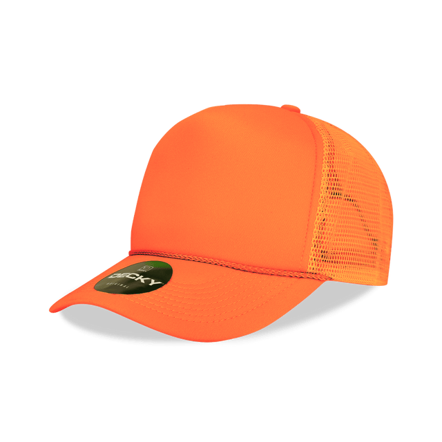 Decky 5 Panel Mid Profile Structured Foam Trucker | Decky 221 NeonOrange OSFM