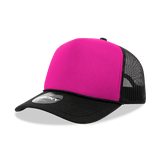 Decky 5 Panel Mid Profile Structured Foam Trucker | Decky 6025 Black/H Pink/Black Standard