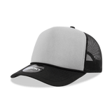 Decky 5 Panel Mid Profile Structured Foam Trucker | Decky 6025 Blk/Gry/Blk Standard