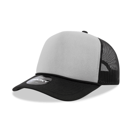 Decky 5 Panel Mid Profile Structured Foam Trucker | Decky 6025 Blk/Gry/Blk Standard