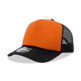 Decky 5 Panel Mid Profile Structured Foam Trucker | Decky 6025 Blk/Orn/Blk Standard