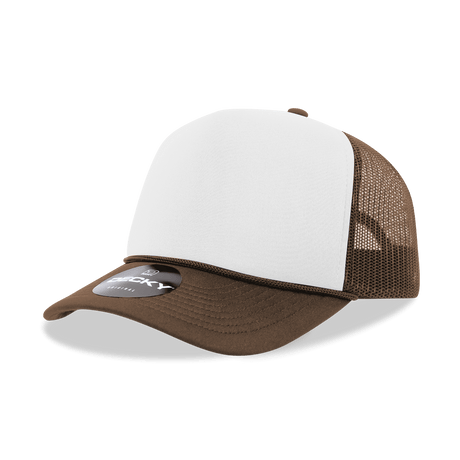 Decky 5 Panel Mid Profile Structured Foam Trucker | Decky 6025 Brn/Wht/Brn Standard