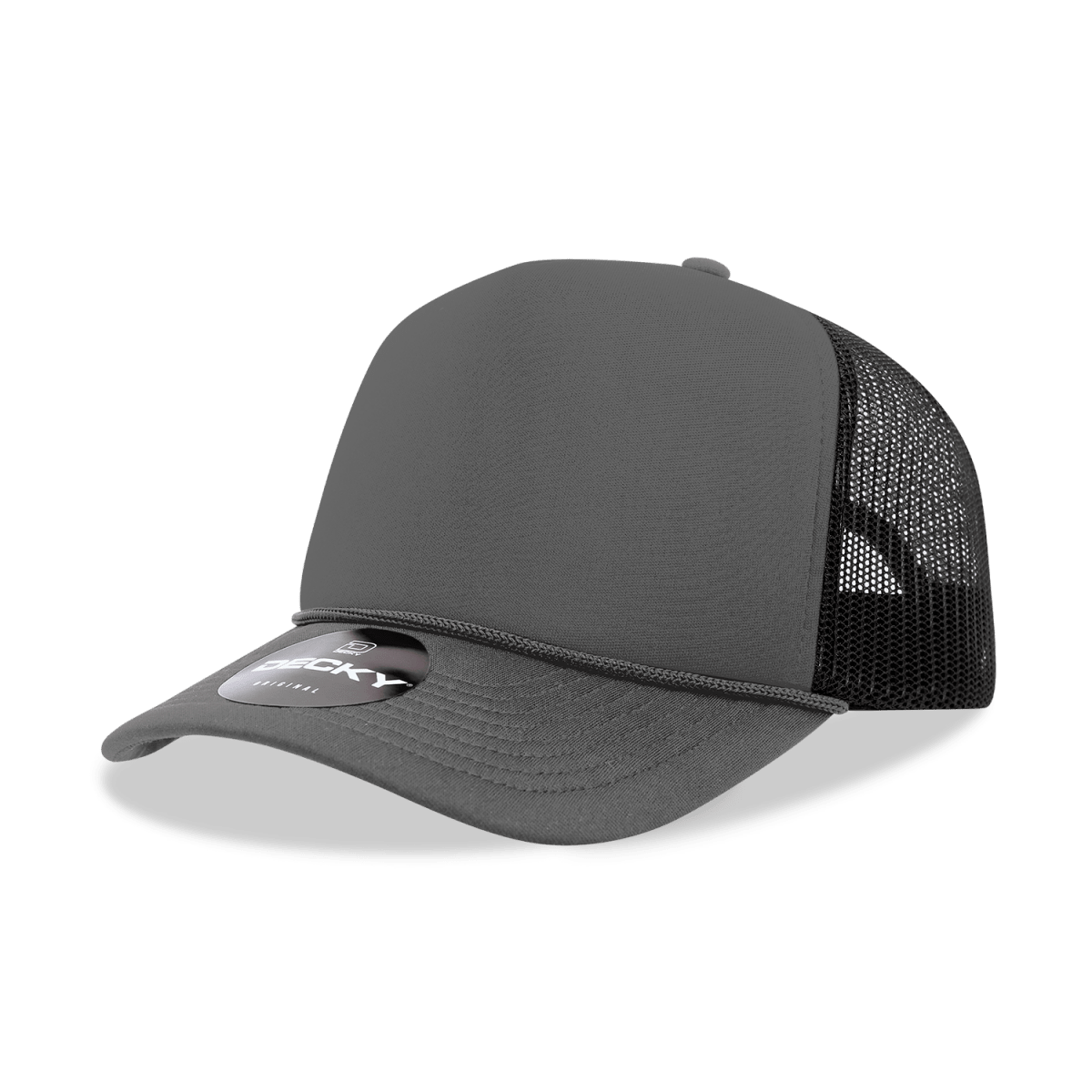 Decky 5 Panel Mid Profile Structured Foam Trucker | Decky 6025 Charcoal/Black Standard