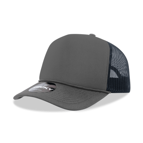 Decky 5 Panel Mid Profile Structured Foam Trucker | Decky 6025 Charcoal/Navy Standard