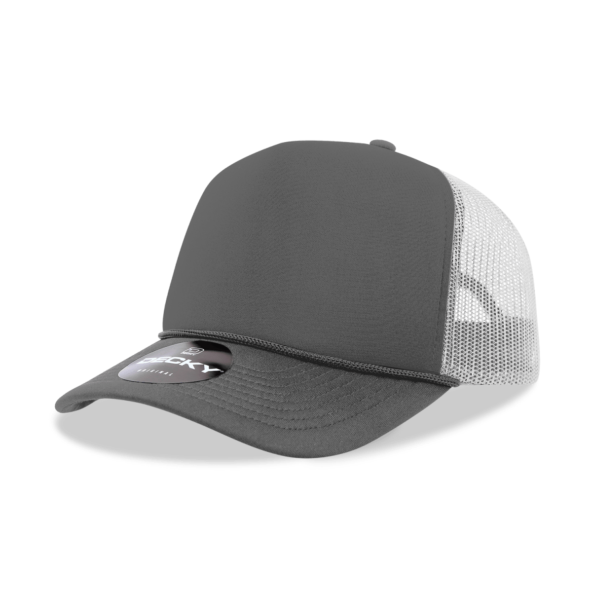 Decky 5 Panel Mid Profile Structured Foam Trucker | Decky 6025 Charcoal/White Standard