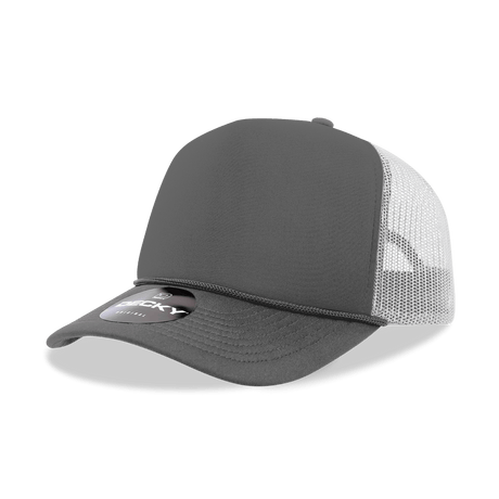 Decky 5 Panel Mid Profile Structured Foam Trucker | Decky 6025 Charcoal/White Standard