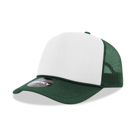 Decky 5 Panel Mid Profile Structured Foam Trucker | Decky 6025 For/Wht/For Standard