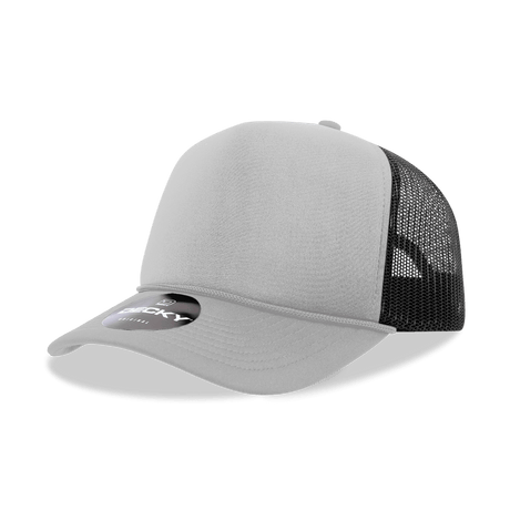 Decky 5 Panel Mid Profile Structured Foam Trucker | Decky 6025 Grey/Black Standard