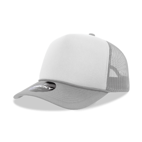 Decky 5 Panel Mid Profile Structured Foam Trucker | Decky 6025 Gry/Wht/Gry Standard