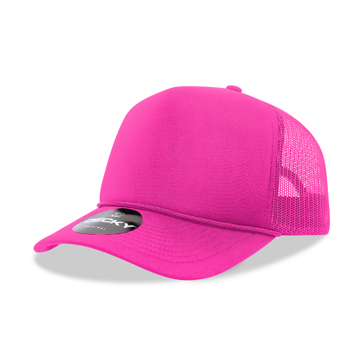 Decky 5 Panel Mid Profile Structured Foam Trucker | Decky 6025 Hot Pink Standard