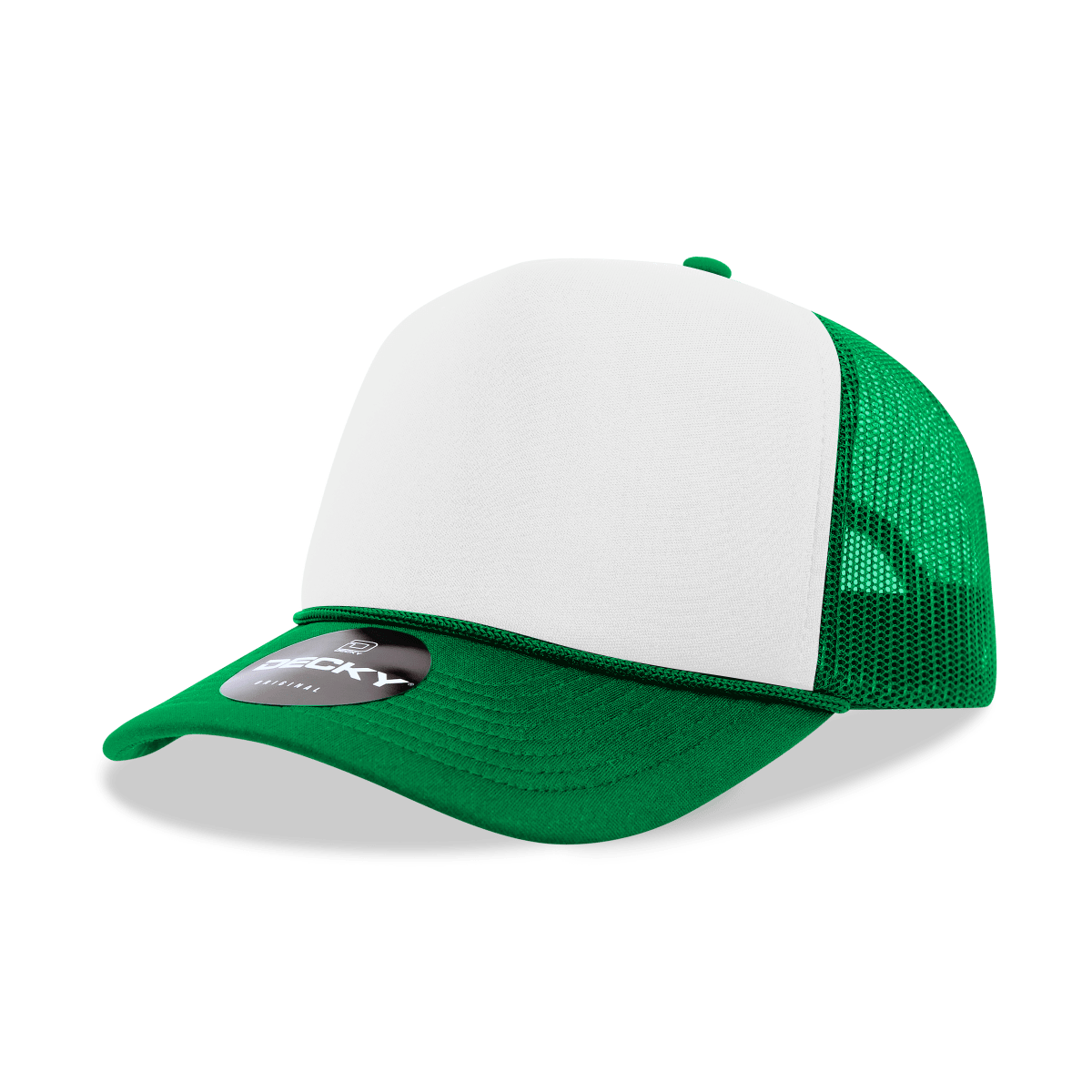 Decky 5 Panel Mid Profile Structured Foam Trucker | Decky 6025 Kel/Wht/Kel Standard