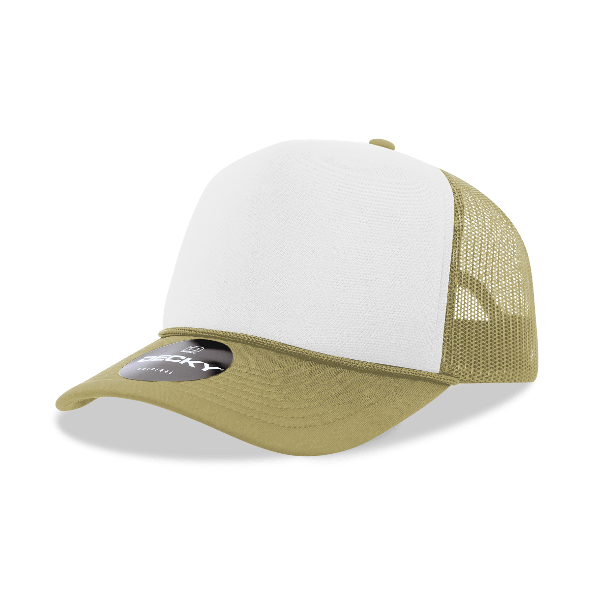 Decky 5 Panel Mid Profile Structured Foam Trucker | Decky 6025 Kha/Wht/Kha Standard