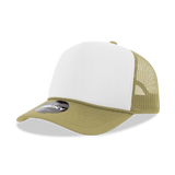 Decky 5 Panel Mid Profile Structured Foam Trucker | Decky 6025 Kha/Wht/Kha Standard