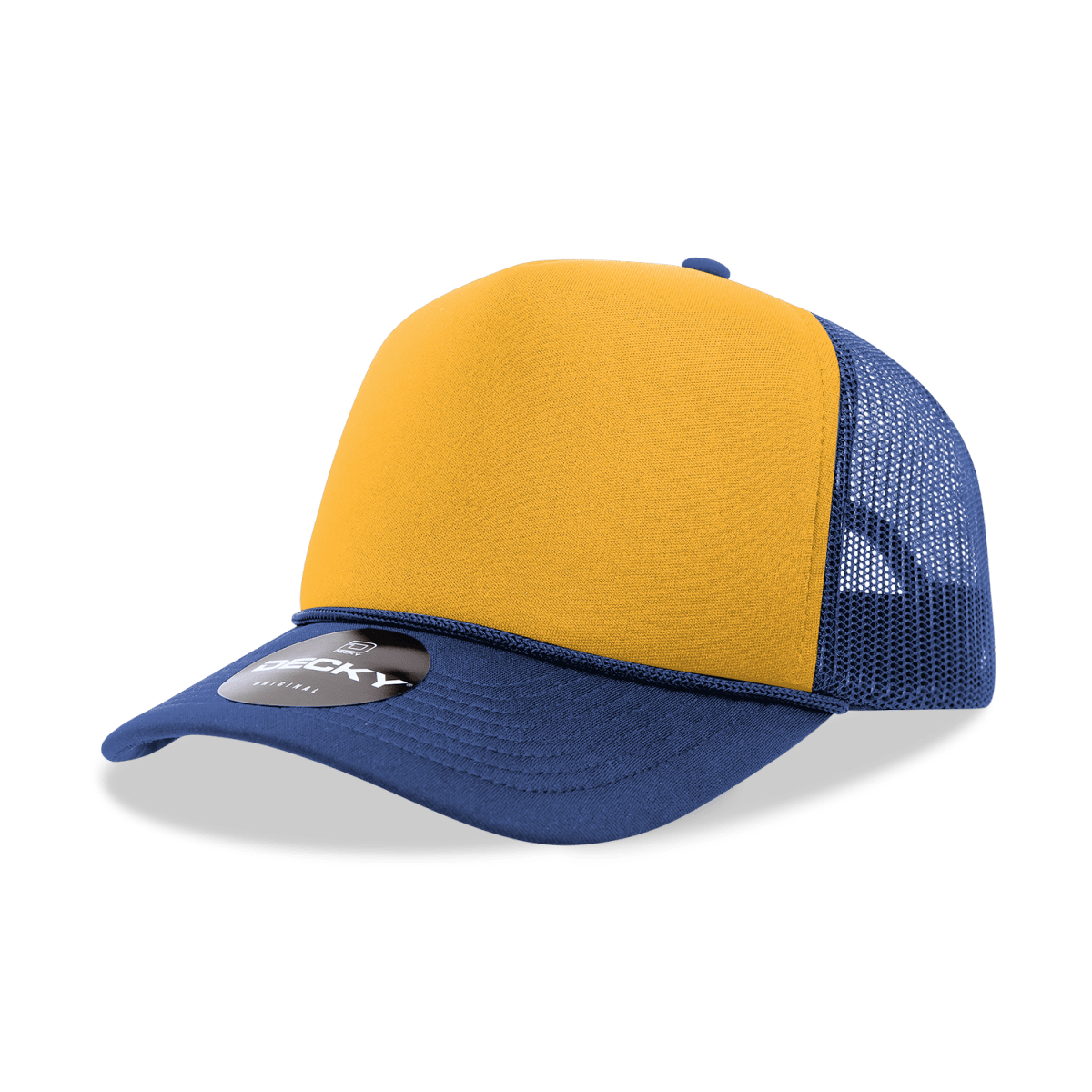 Decky 5 Panel Mid Profile Structured Foam Trucker | Decky 6025 Nvy/Gld/Nvy Standard