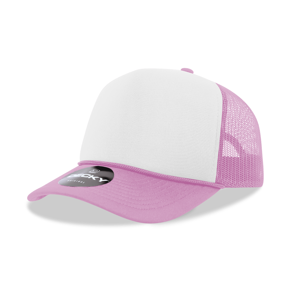 Decky 5 Panel Mid Profile Structured Foam Trucker | Decky 6025 Pnk/Wht/Pnk Standard