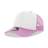 Decky 5 Panel Mid Profile Structured Foam Trucker | Decky 6025 Pnk/Wht/Pnk Standard