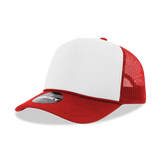 Decky 5 Panel Mid Profile Structured Foam Trucker | Decky 6025 Red/Wht/Red Standard