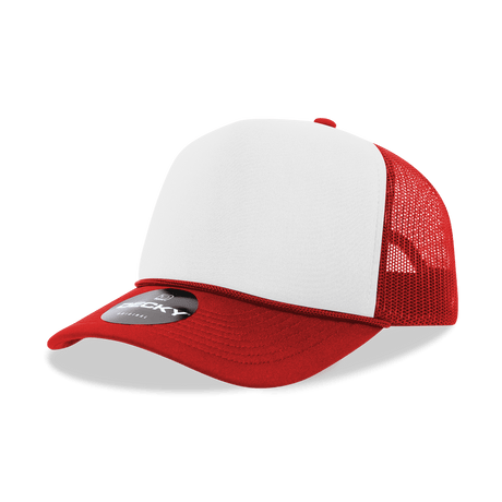 Decky 5 Panel Mid Profile Structured Foam Trucker | Decky 6025 Red/Wht/Red Standard