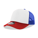 Decky 5 Panel Mid Profile Structured Foam Trucker | Decky 6025 Red/Wht/Ryl Standard