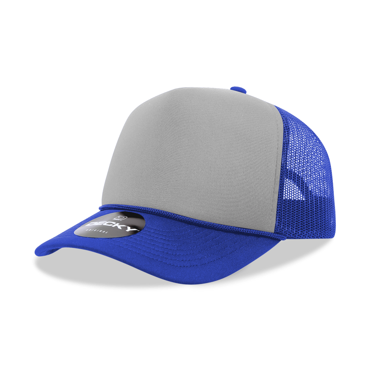 Decky 5 Panel Mid Profile Structured Foam Trucker | Decky 6025 Ryl/Gry/Ryl Standard