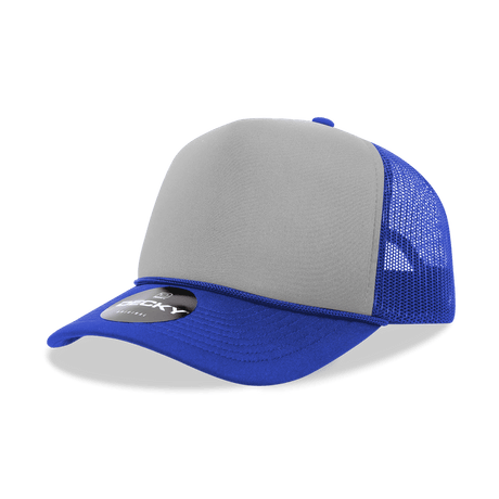 Decky 5 Panel Mid Profile Structured Foam Trucker | Decky 6025 Ryl/Gry/Ryl Standard