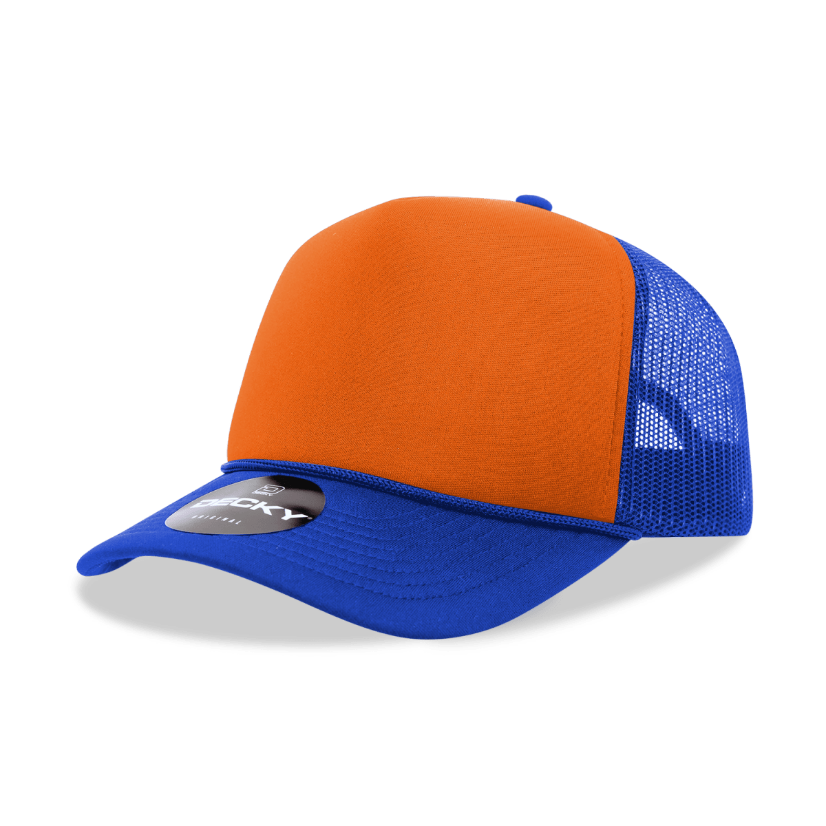 Decky 5 Panel Mid Profile Structured Foam Trucker | Decky 6025 Ryl/Orn/Ryl Standard
