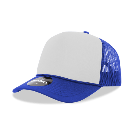 Decky 5 Panel Mid Profile Structured Foam Trucker | Decky 6025 Ryl/Wht/Ryl Standard