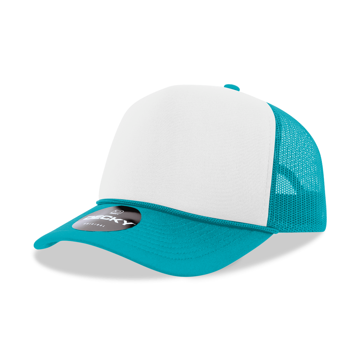 Decky 5 Panel Mid Profile Structured Foam Trucker | Decky 6025 Teal/White Standard