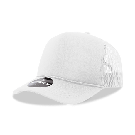 Decky 5 Panel Mid Profile Structured Foam Trucker | Decky 6025 White Standard