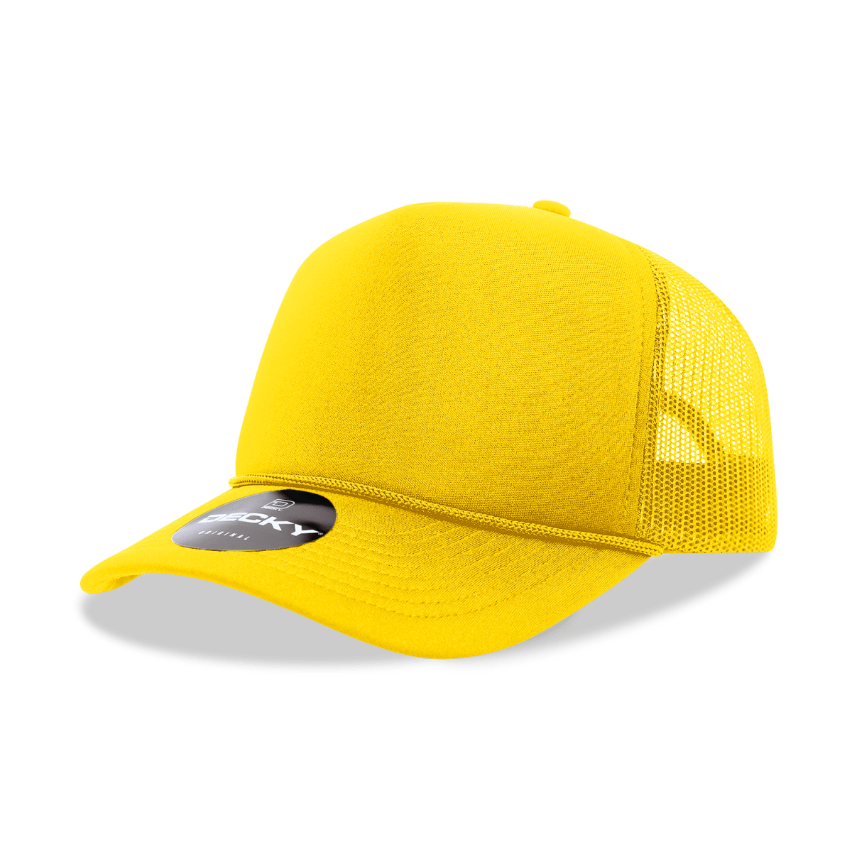 Decky 5 Panel Mid Profile Structured Foam Trucker | Decky 6025 Yellow Standard
