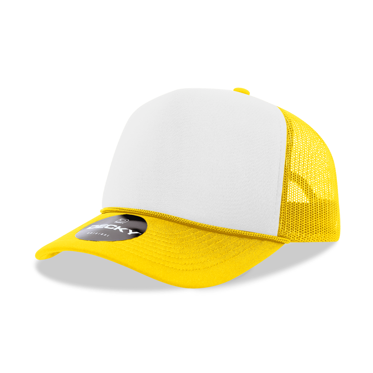 Decky 5 Panel Mid Profile Structured Foam Trucker | Decky 6025 Yel/Wht/Yel Standard