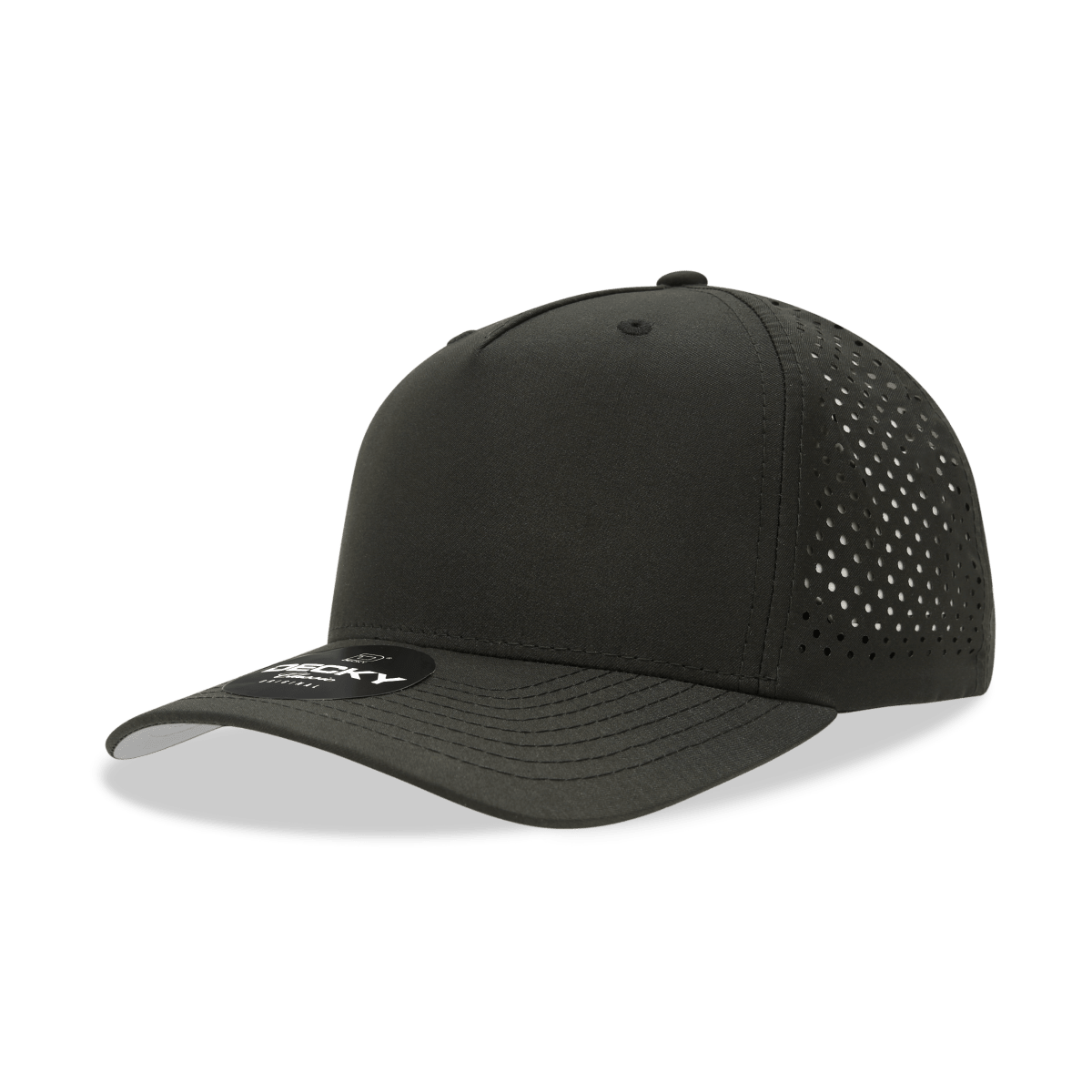 Decky 5 Panel Mid Profile Structured Perforated Performance Cap | Decky 6225 Black Black Hats