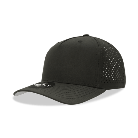 Decky 5 Panel Mid Profile Structured Perforated Performance Cap | Decky 6225 Black Black Hats