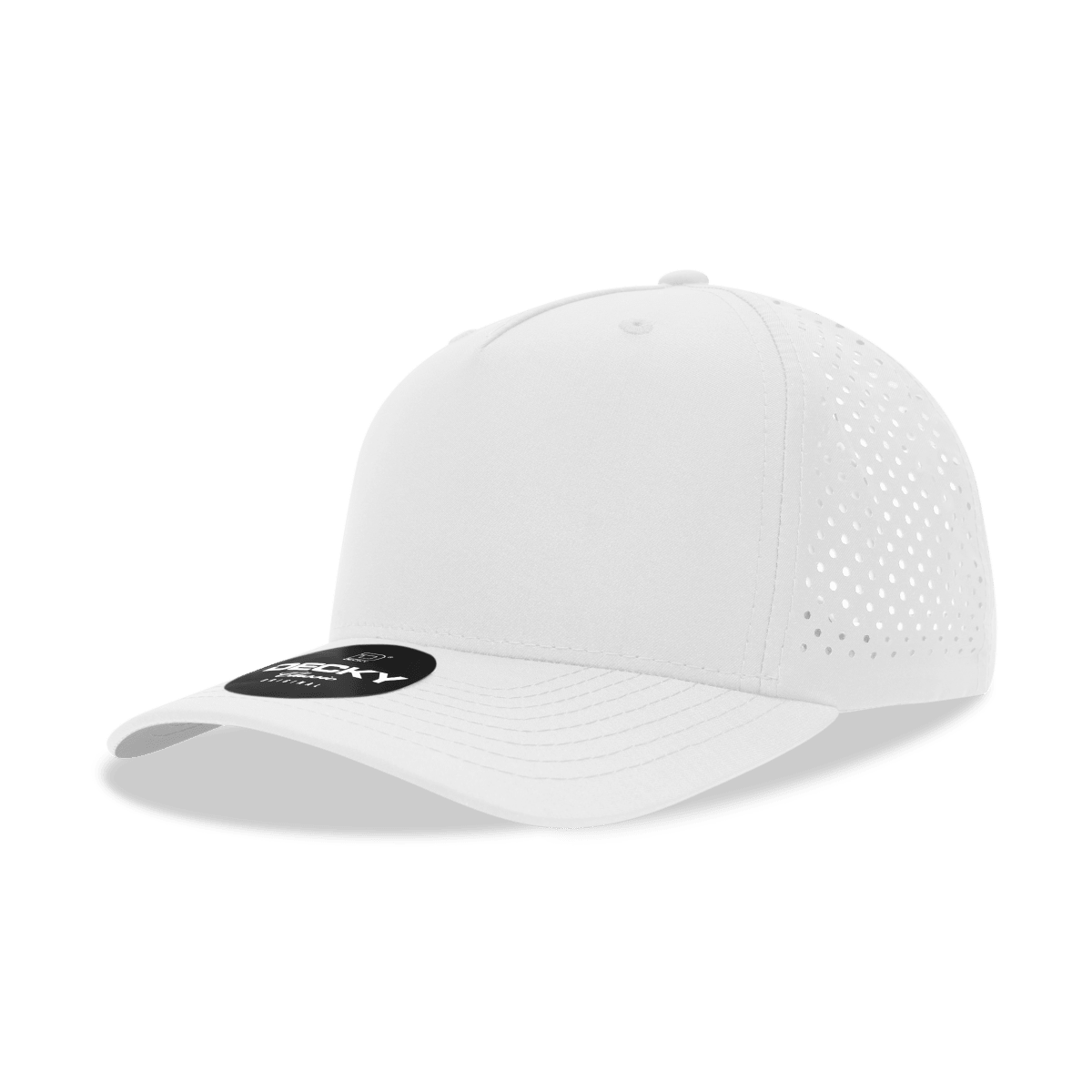 Decky 5 Panel Mid Profile Structured Perforated Performance Cap | Decky 6225 White White Hats