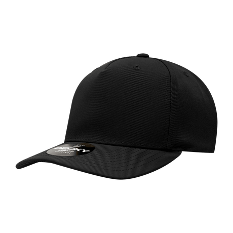 Decky 5 Panel Mid Profile Structured Polyester Cap | Decky 6038 Blacck Standard Hats