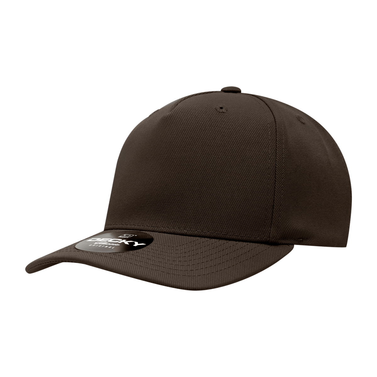 Decky 5 Panel Mid Profile Structured Polyester Cap | Decky 6038 Brown Standard Hats
